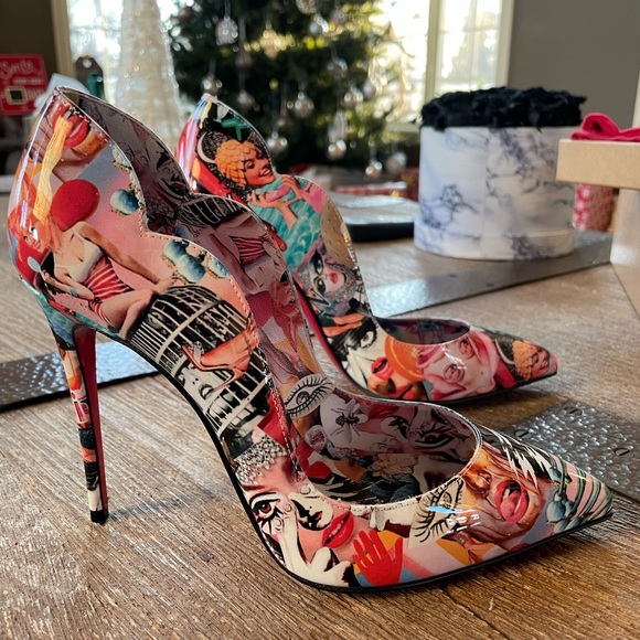 Christian louboutin hot chick xtian multi color patent stiletto sz 36 - Picture 4 of 9